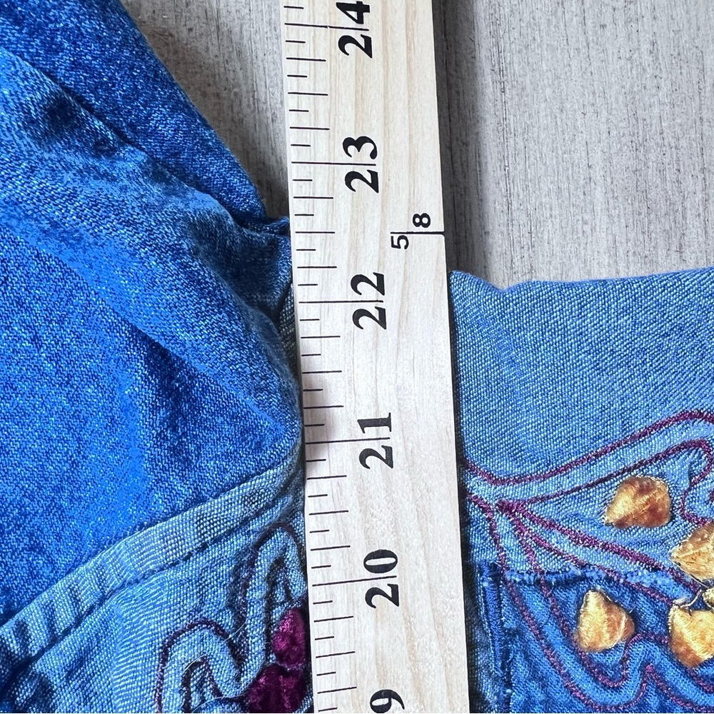 Vintage Embroidered Quilted Denim Shacket  XL Coastal Cowgirl Coastal Grandma - Picture 11 of 16